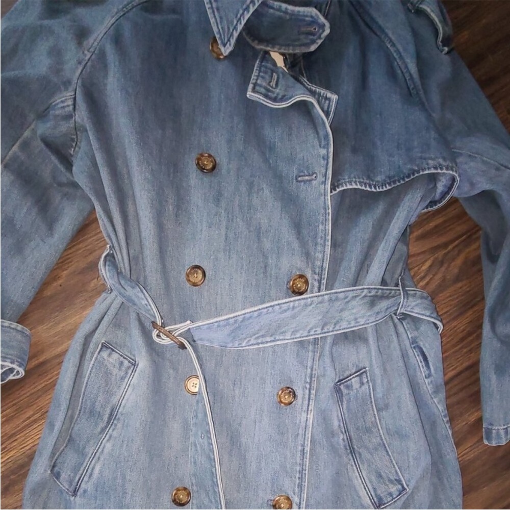 Lauren Ralph Lauren Light Blue Denim Trench Coat 16W - Picture 11 of 14